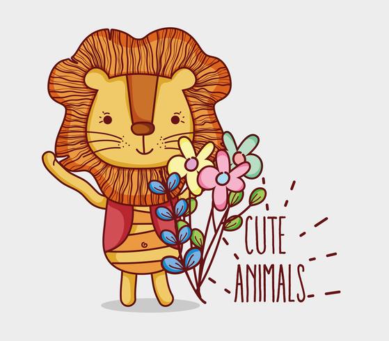 Cute lion doodle cartoon vector