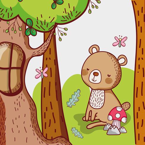 Oso en el bosque - Descargar Vectores Gratis, Illustrator Graficos,  Plantillas Diseño