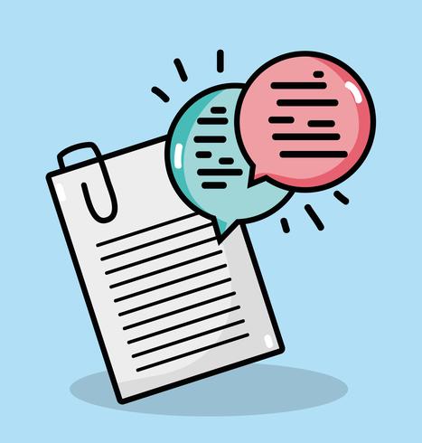 linear business documents with chat bubble message vector