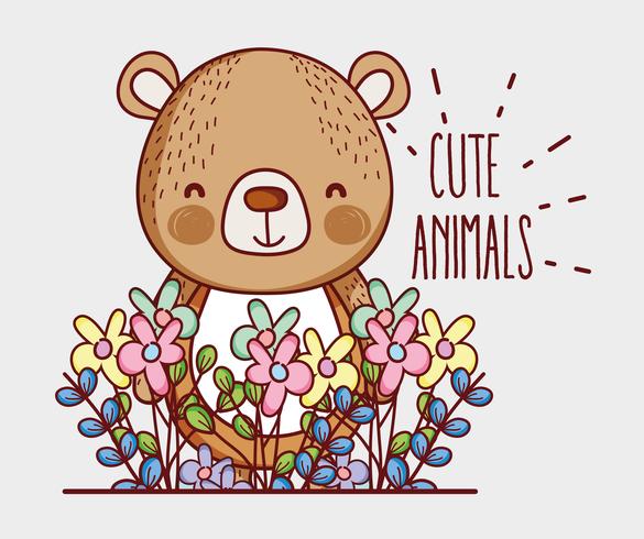 Cute bear doodle cartoon vector