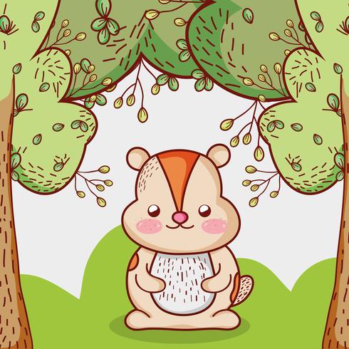 Squirrel in the forest cartoons vector