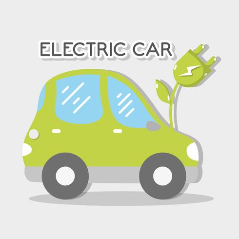 ecological electric car with power cable vector