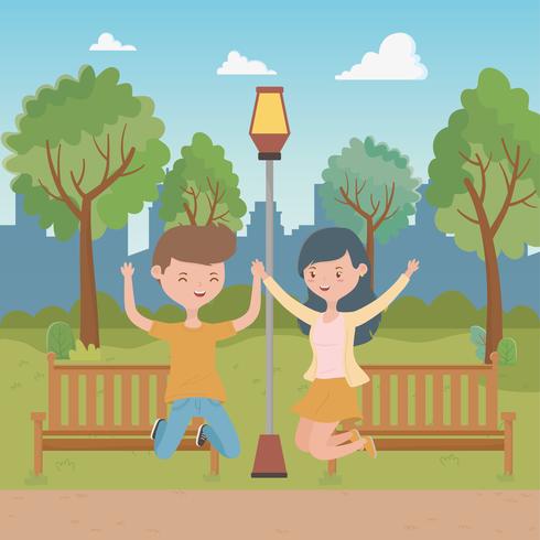 Teenager boy and girl cartoons design vector