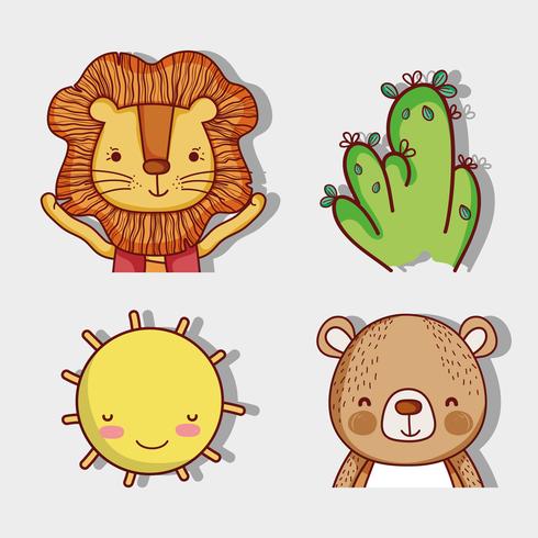 Lioand Y Osos Con La Naturaleza Lindos Dibujos Animados