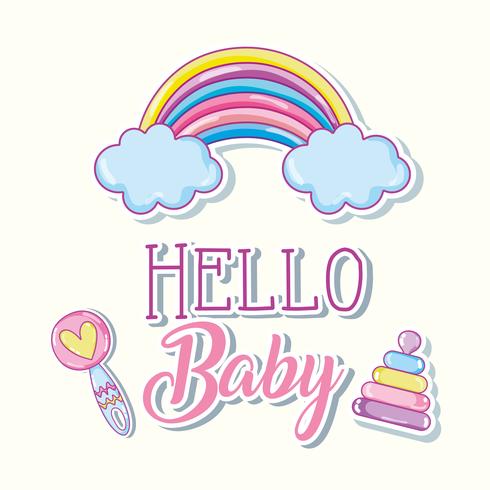 Hello baby cartoons card vector