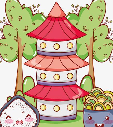 Asian food cute kawaii cartoon vector