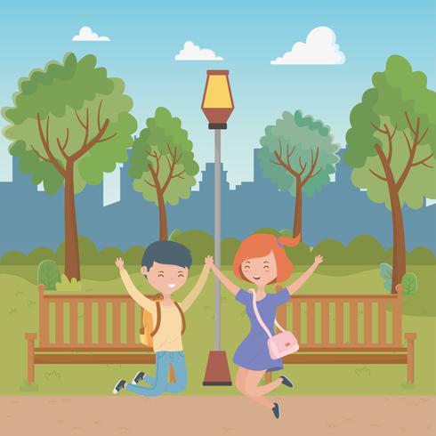 Teenager boy and girl cartoons design vector