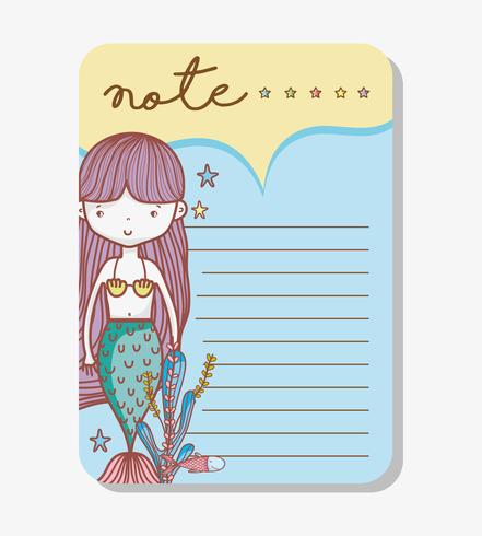 Note with mermaid cartoons