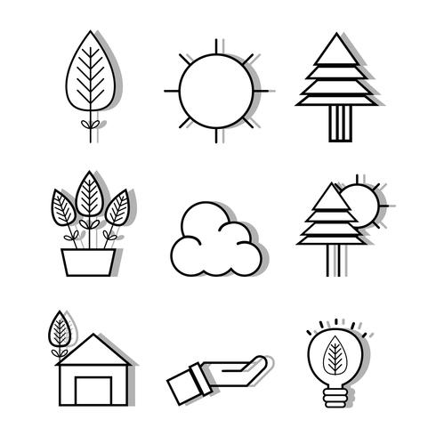 set linear flat design icons vector
