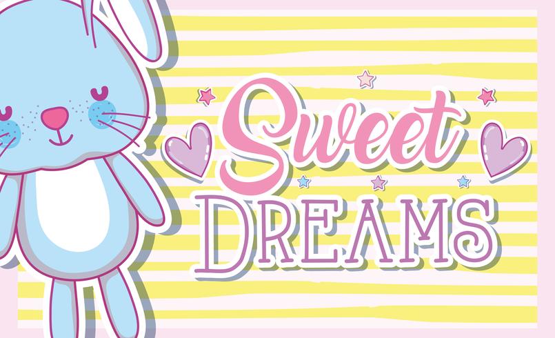 Sweet dreams card with cute bunny vector