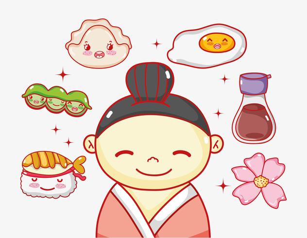 Japanese in love with food vector