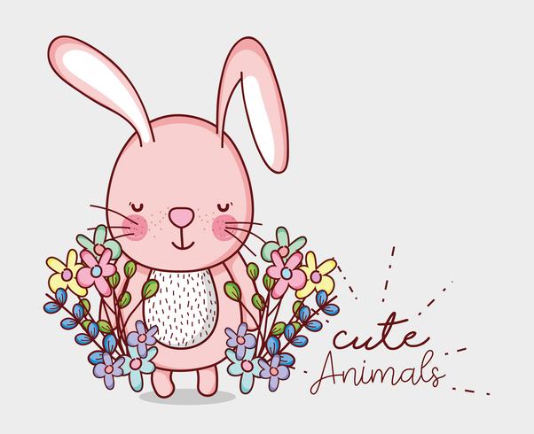 Cute pink bunny doodle cartoon vector