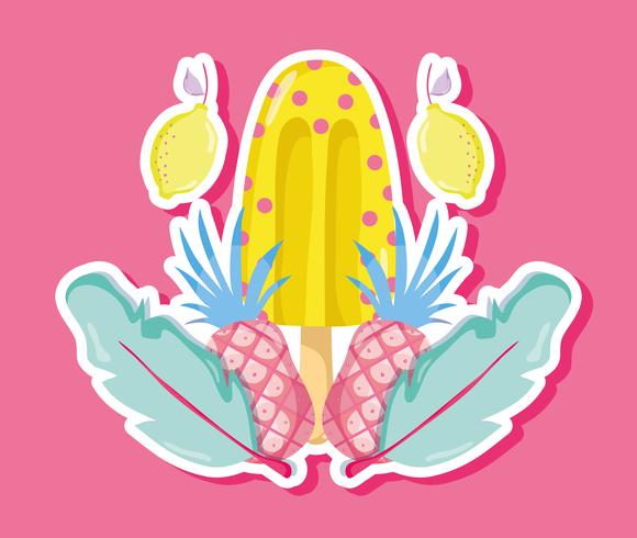 Punchy pastel popsicle fruits vector