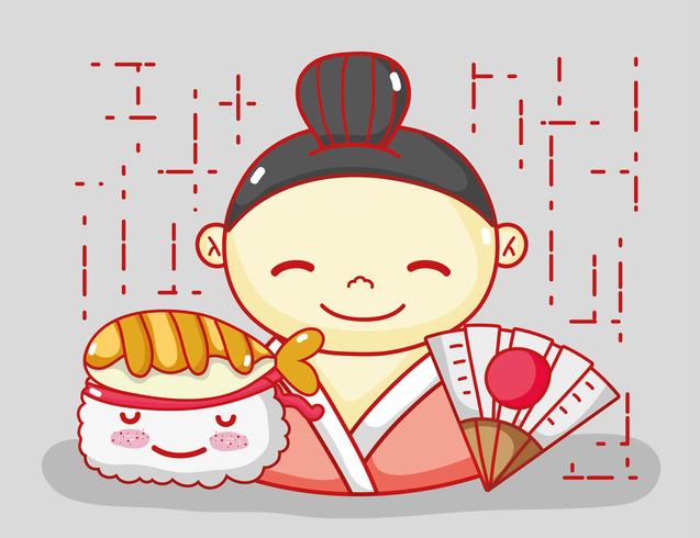 Japanese in love with food vector