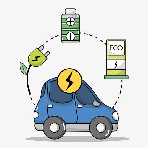 electric car transportation with battery technology vector