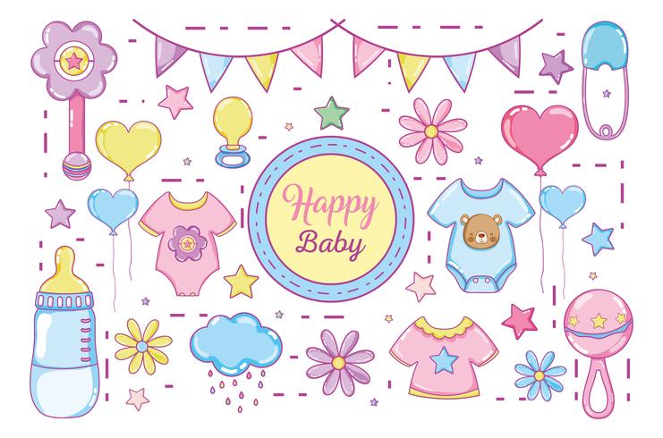 Happy baby cartoons vector