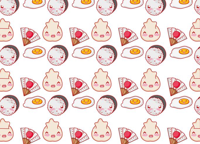 Japanese gastronomy background kawaii cartoons vector