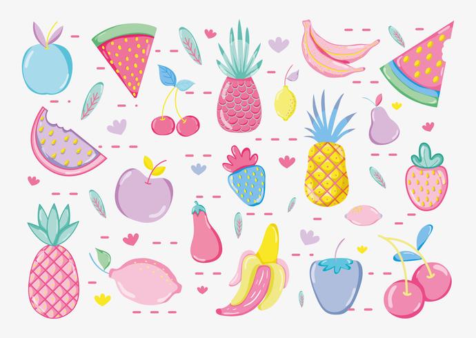 Punchy pastels fruits collection vector