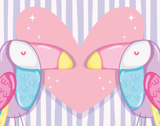 Punchy pastel tucans in love vector