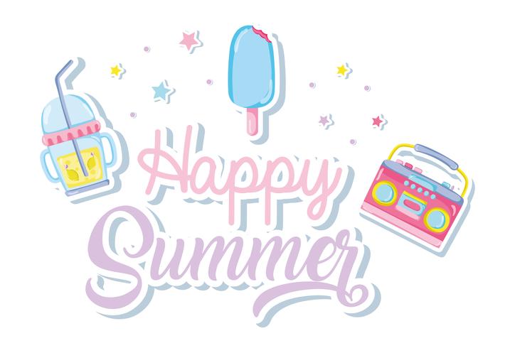 Happy summer punchy pastels vector