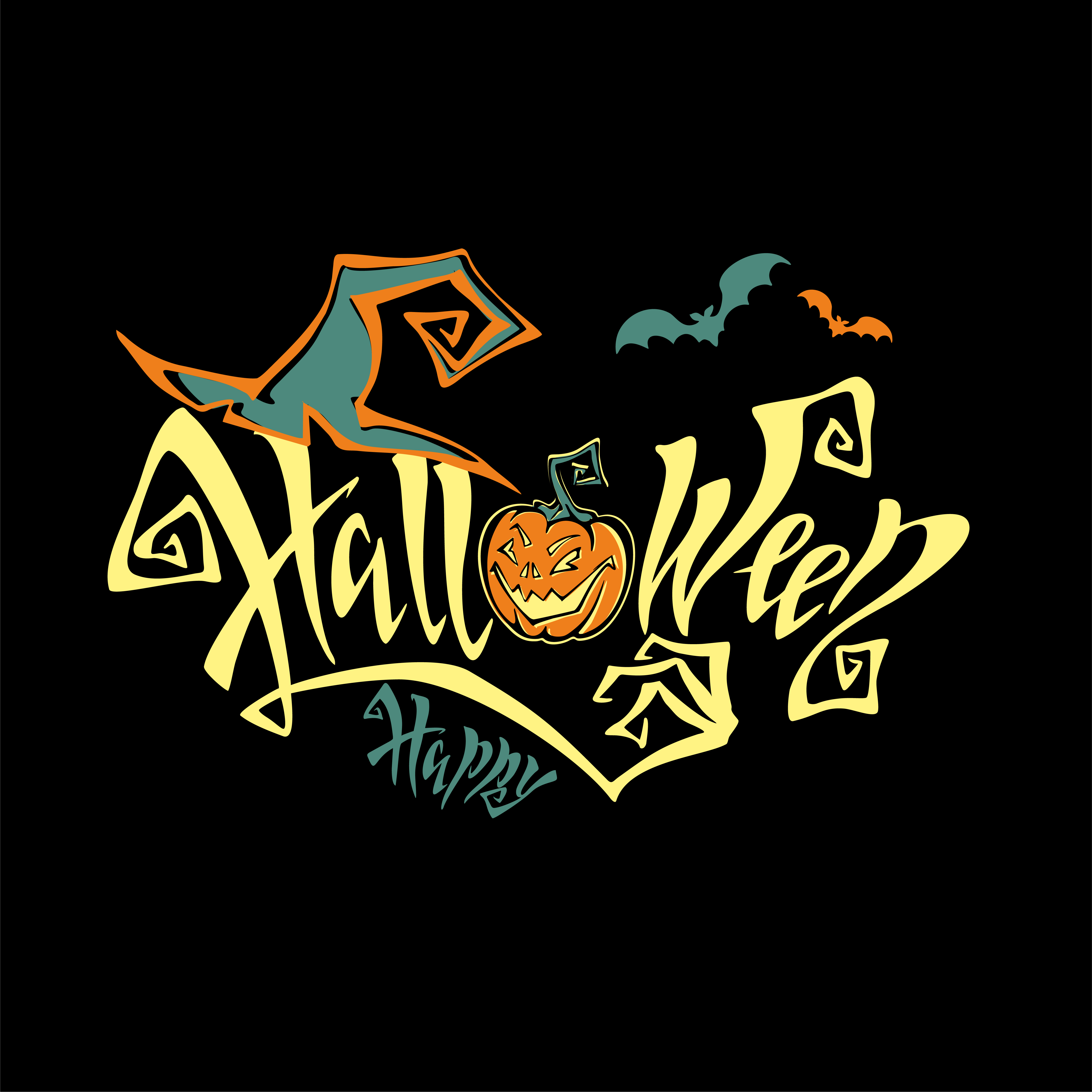 Halloween. All saints � day card. Magical magic lettering. Funny Halloween. All saints � day card. Magical magic lettering. Funny