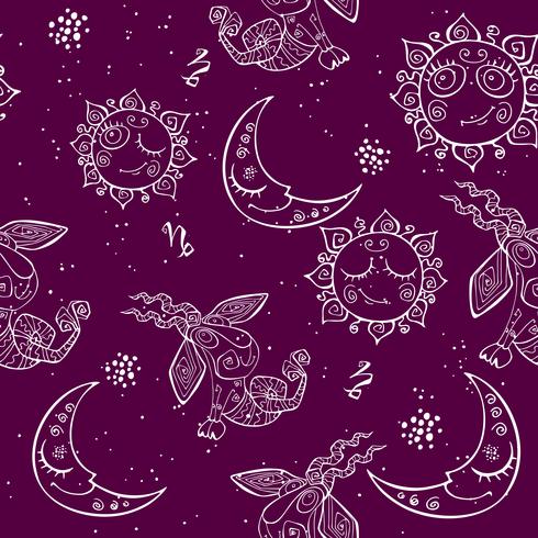 A fun seamless pattern for kids. Zodiac sign Capricorn. Vector. vector