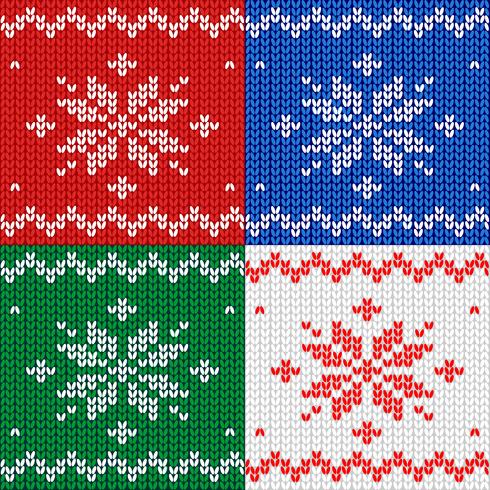 Seamless pattern. Knitted fabric. Ornament snowflake. Wool. Winter decor. Red. Vector. vector