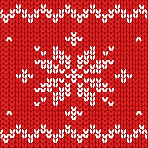 Seamless pattern. Knitted fabric. Ornament snowflake. Wool. Winter decor. Red. Vector. vector