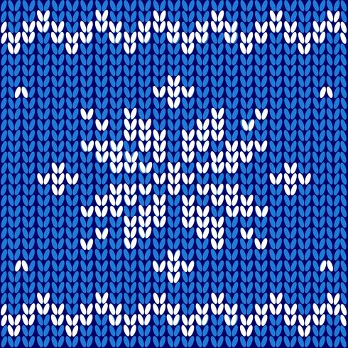 Seamless pattern. Knitted fabric. Ornament snowflake. Wool. Winter decor. Blue. Vector. vector