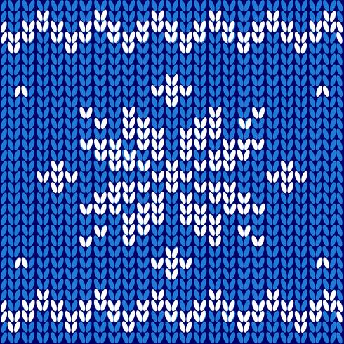 Seamless pattern. Knitted fabric. Ornament snowflake. Wool. Winter decor. Blue. Vector. vector