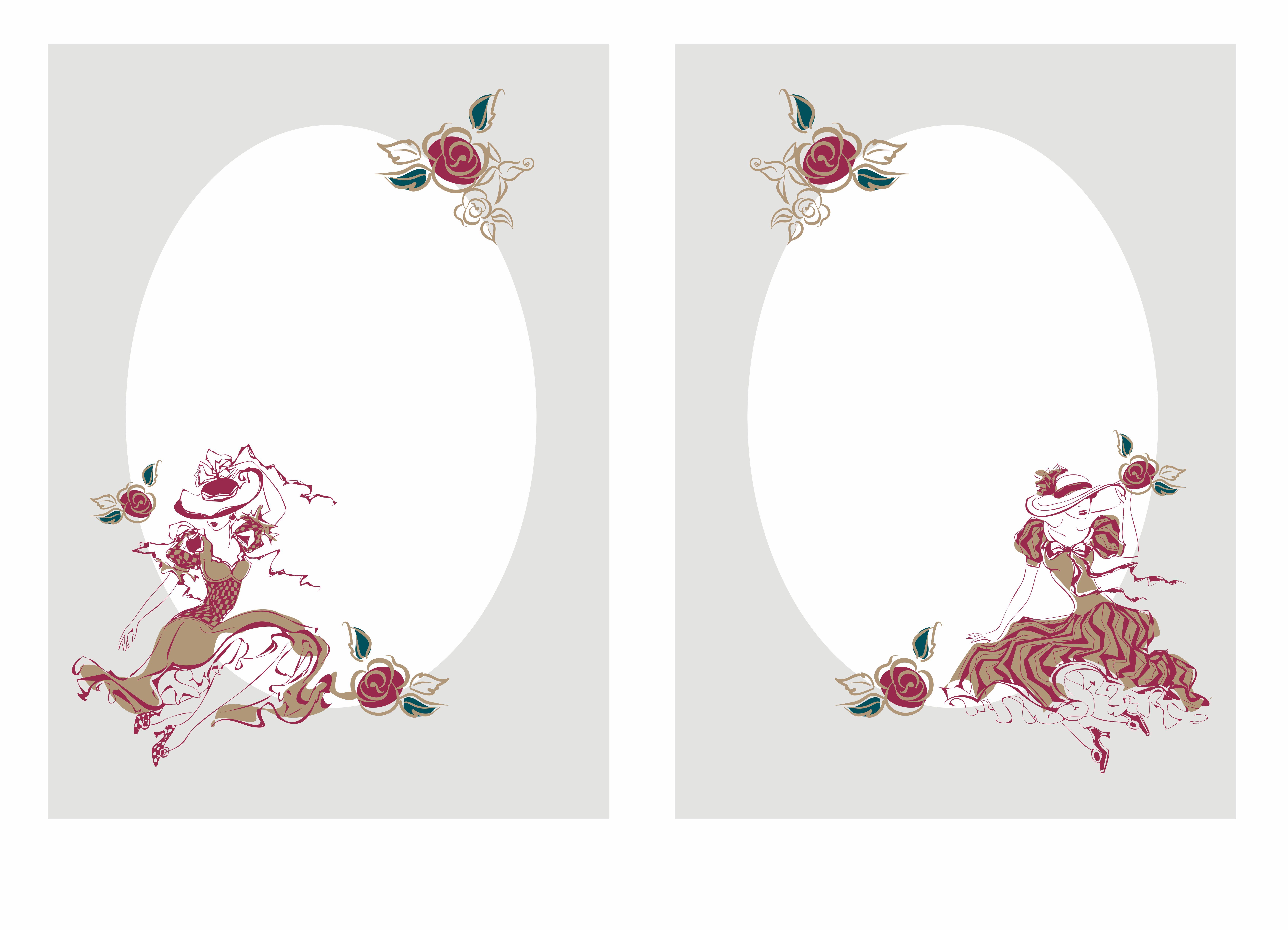 Download Frame, postcard. Vintage girls in hats. The oval frame ...