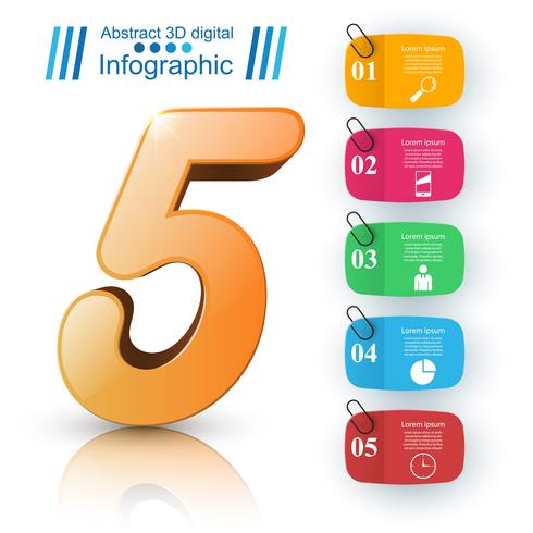 Business Infographics origami style Vector illustration. Five it