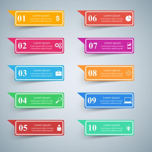Infographic design. List of 10 items. vector