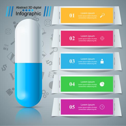 Tablet, pill, pharmacology infographic. vector