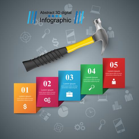 Hammer, screwdriver, repair icon. Business infographic. vector