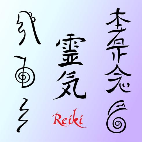 La Energía Reiki. Simbolos Medicina alternativa. Vector. vector