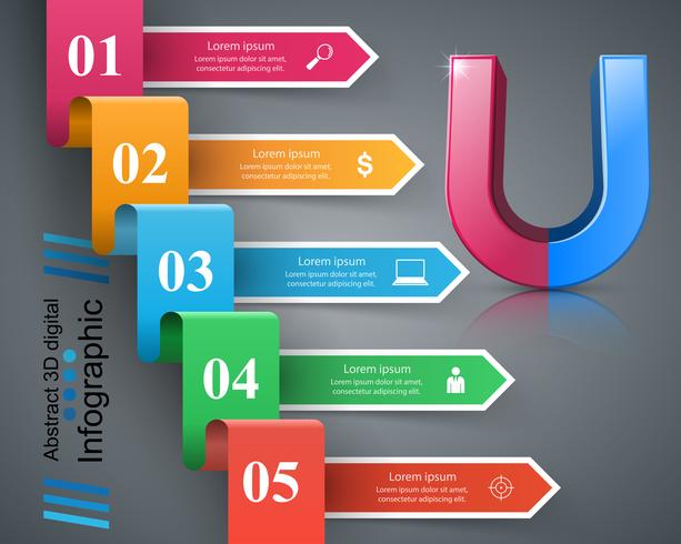 Magnet business color paper infographic. vector