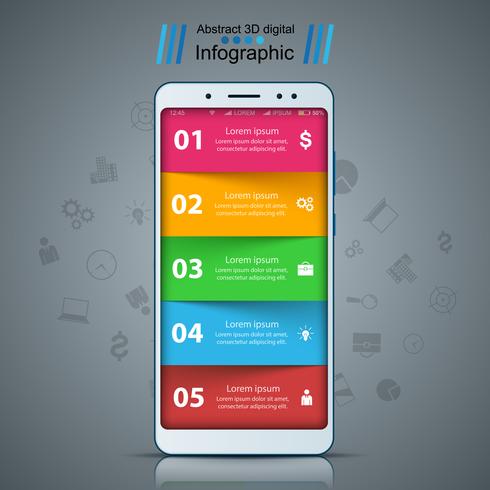 Infografía de negocios. Smartphone, icono de gadget digital. vector