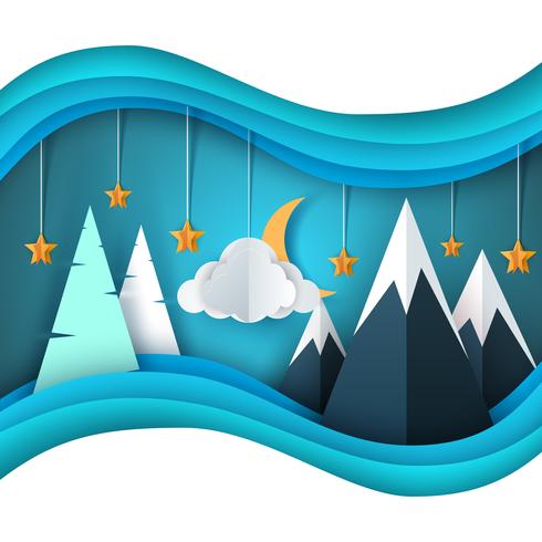 Paisaje de papel de dibujos animados de invierno. Feliz Navidad Feliz Año Nuevo. Abeto, luna, nube, estrella, montaña, nieve. 625305 Vector en Vecteezy Paisaje de papel de dibujos animados de invierno. Feliz Navidad Feliz Año Nuevo. Abeto, luna, nube, estrella, montaña, nieve. 625305 Vector en Vecteezy