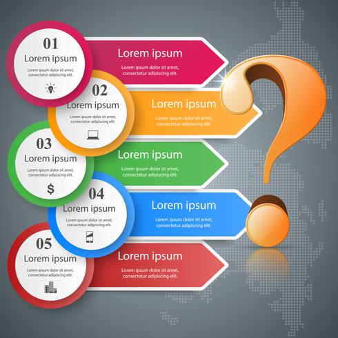 Infografía de negocios. Signo de interrogación. vector