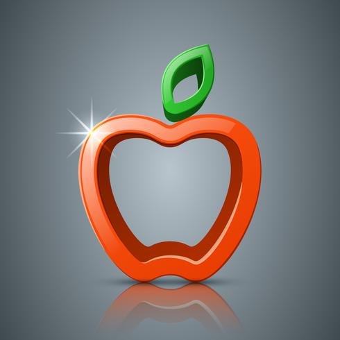 Apple, leaf 3d icon, logo. vector