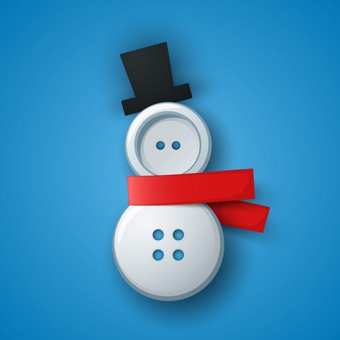 Botón de costura - ilustración de muñeco de nieve. vector