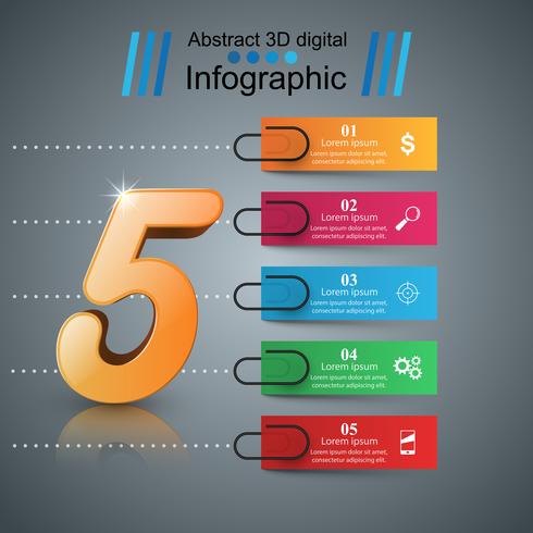 Ejemplo del vector del estilo de la papiroflexia de Infographics del negocio.