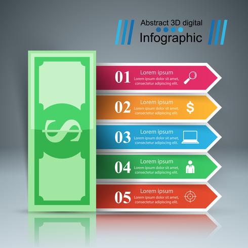 3D infographic design. Dollar icon. vector