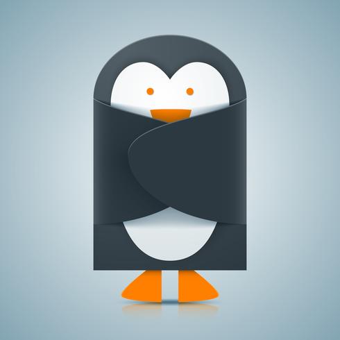 Paper penguin - envelope icon. vector