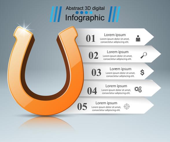 Icono 3d de herradura - infografía de negocios. vector