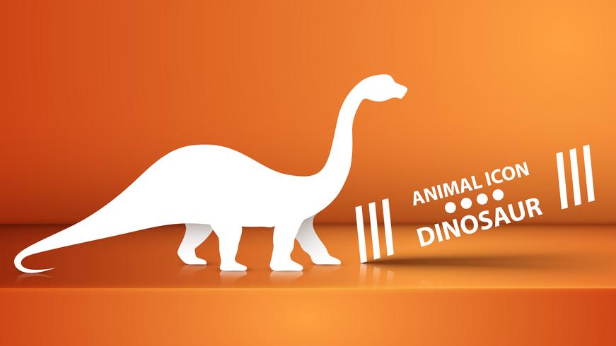 Paper dino, dinosaur illustration on the orange studio. vector