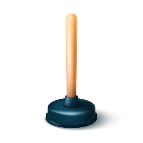 Realistic 3d plunger icon on the white background with shadow. vector
