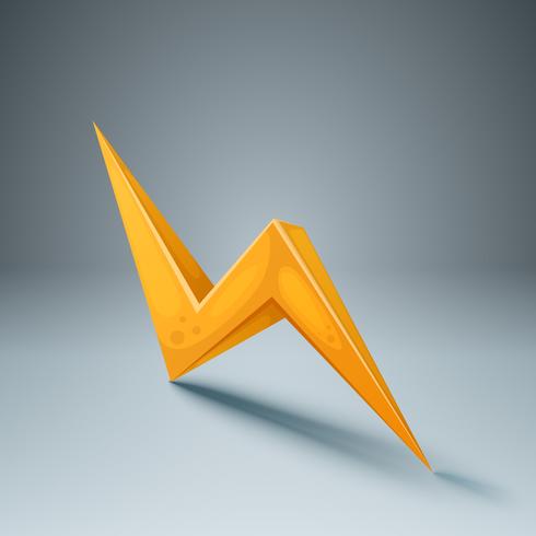 Lightning 3d icon on the grey background. vector