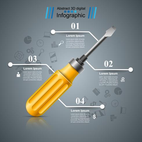 Llave, destornillador, icono de reparación. Infografía de negocios. vector